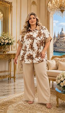 Picture of COTTON PLUS SIZE BLOUSE WITH FLORAL PRINT